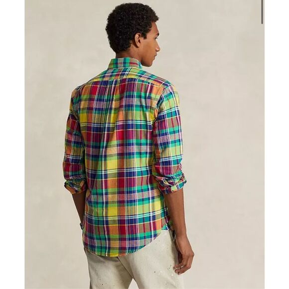 Polo Ralph Lauren NWT Classic Fit Plaid Oxford Shirt Yellow/red Multi Large - Picture 2 of 5
